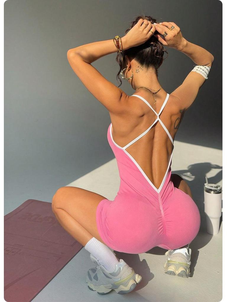 Ribbed Sleeveless Quick-Dry Yoga Bodysuit