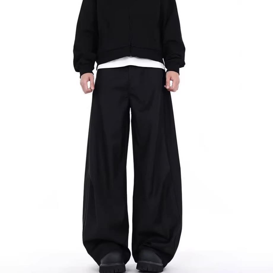 Folded scimitar casual suit pants men's cleanfit trendy brand loose and versatile wide-leg pants straight casual trousers