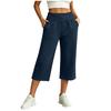 Damen Casual Farbe Lockere Passform Weiter Bein Elastischer Bund Jogginghose für den täglichen Gebrauch