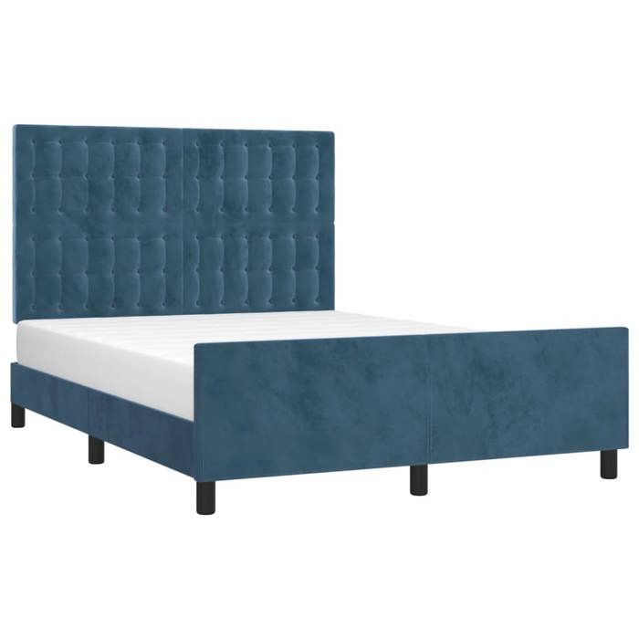 VidaXL Cadre de lit avec tête de lit Bleu foncé 140x190 cm Velours3125999