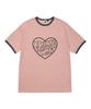BORN CHAMPS [5 Colors] Heart Chip Women'S Fleece Ringer Short Sleeve T-Shirt B25St51