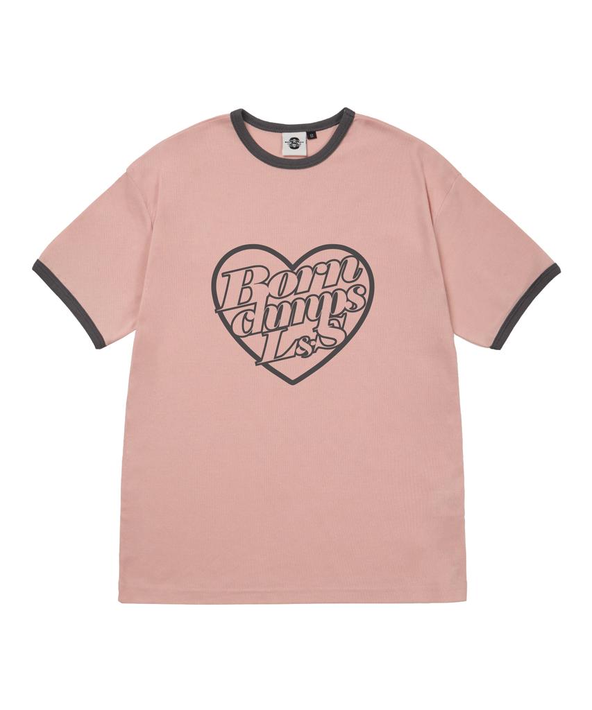 BORN CHAMPS [5 Colors] Heart Chip Women'S Fleece Ringer Short Sleeve T-Shirt B25St51
