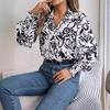 Elegant Women Floral Print V Neck Long Sleeve Blouse for Spring Autumn Season