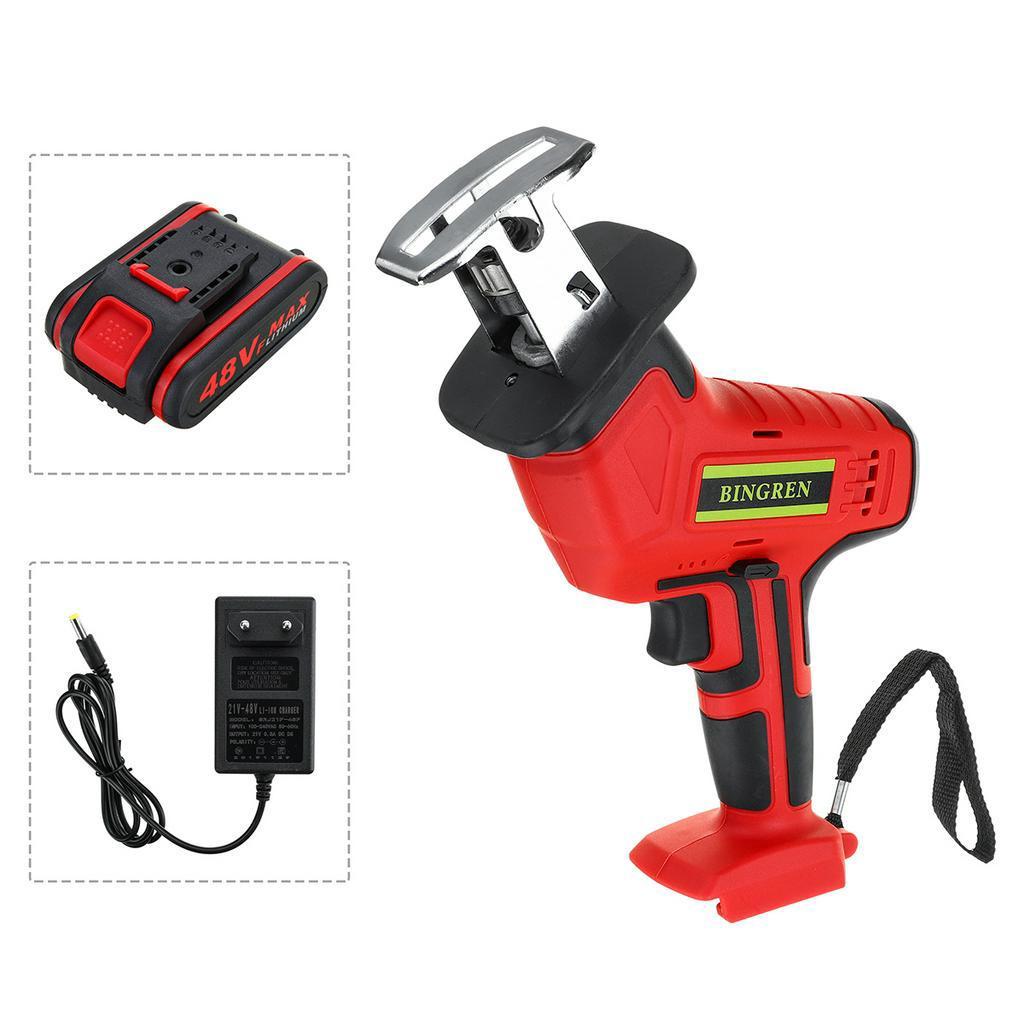 

48 В перезаряжаемая аккумуляторная сабельная пила с регулируемой скоростью, электрическая пила, набор инструментов для резки древесины с литий-ионной батареей 1/2, вилка европейского стандарта 1xbattery