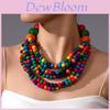 Ethnic Tribal Style Multi Layer Wooden Bead Necklace For Women Summer Fashion Jewelry