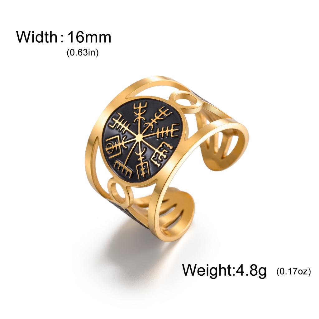 Vintage Men's Compass Open Ring Adjustable Open Ring Irish Celtic Knot Nordic Jewelry Gift