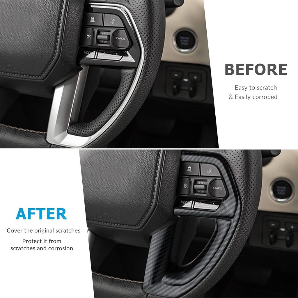 INTGET 2PCS Steering Wheel Cover for 2022 2023 2024 Toyota Tundra Accessories Carbon Fiber Steering Wheel Protector Trim Interior for Toyota Sequoia