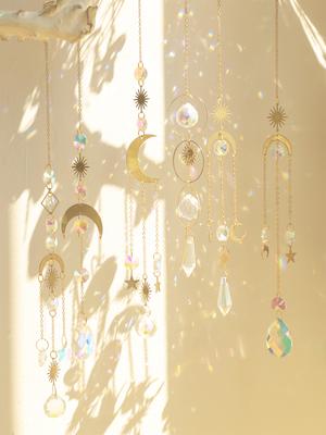 Crystal Suncatcher Butterfly Moth Moon Prism Crystal Hanging Light Catcher Rainbow Maker Outdoor Decor Fairy Garden Decoration
