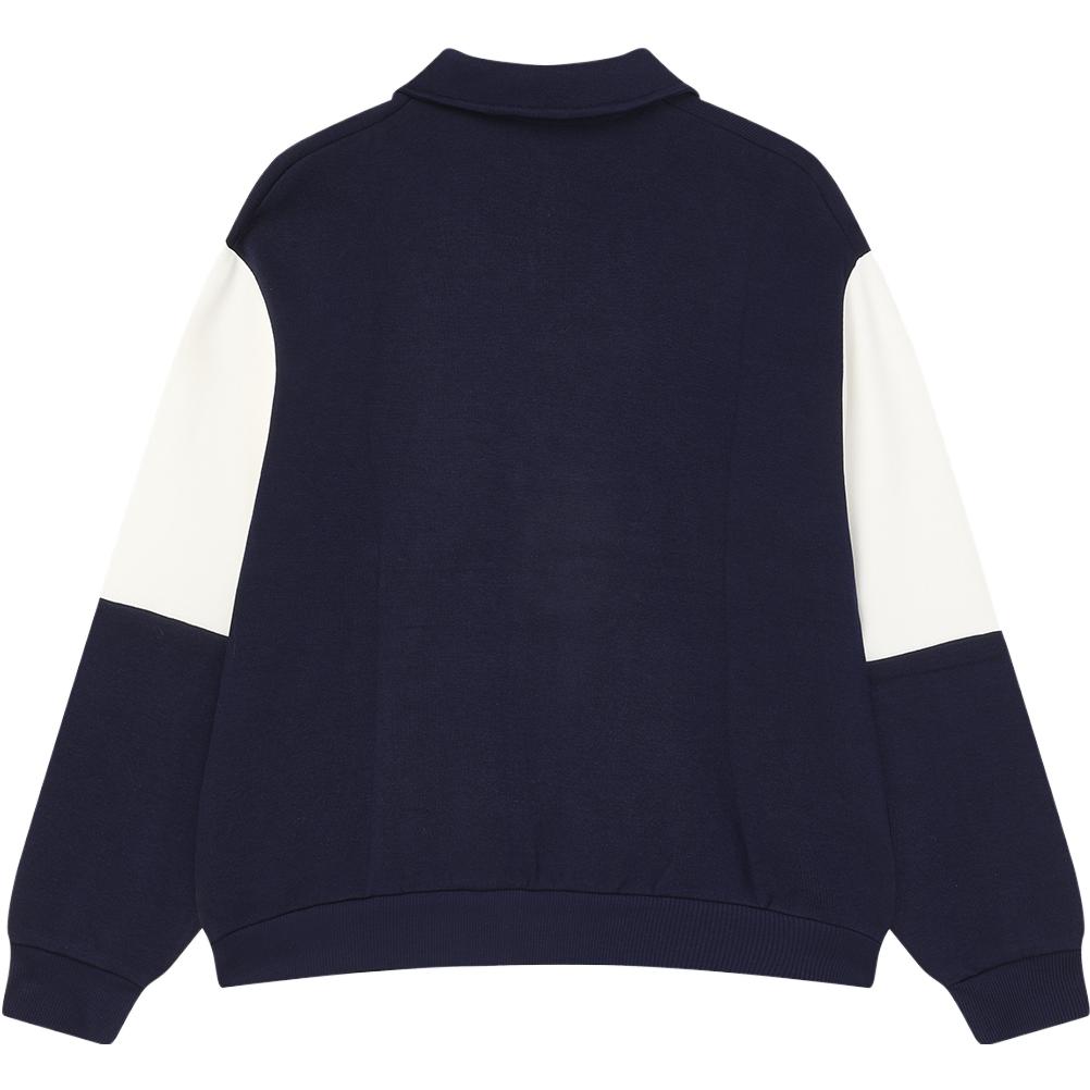 Fila Fashionable Loose Color Block Polo Knit Top Men Tops Deep-Dark-Blue F11W349208FDB