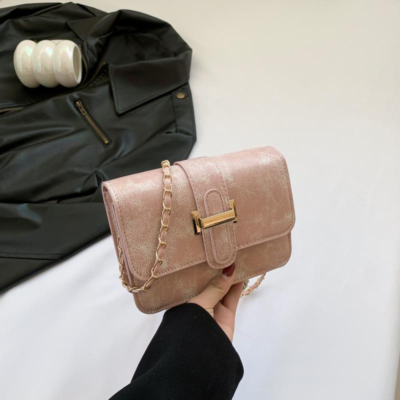 Texturierte einfarbige Retro-Frühlings- und Sommer-Neuheit, lässiges trendiges Design für Damen-Ein-Schulter-Umhänge-Kleine Quadratische Tasche