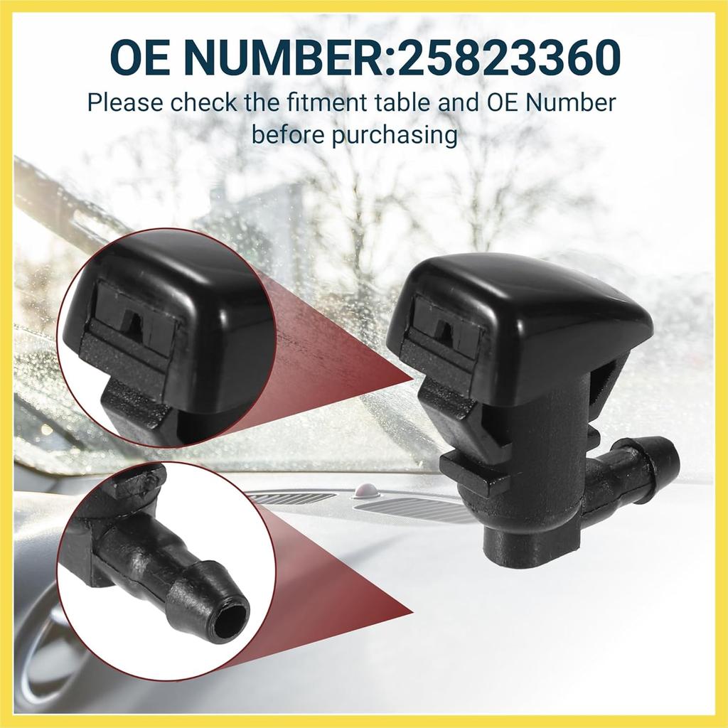 Windshield Washer Nozzle for Chevrolet Traverse Durable No.25823360 Windscreen Washer Sprayer Nozzle Black Front with Hose and Connectors 1 Set
