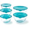 Lot de 5 jattes avec couvercle - - 1x 0,5L + 2x 1L + 2x 2L