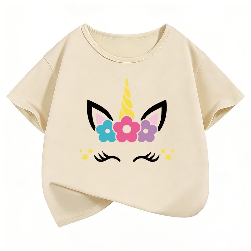 Kawaii Horse Unicorn Design TShirt Printed T Shirt Girls Summer Clothes Short Sleeve Tops TShirts Cute Kids Clothing