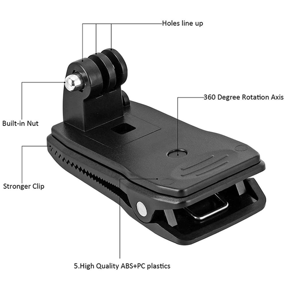 Backpack Strap Mount Clip Adapter Holder for GoPro Hero 13 12 11 10 9 8 Insta360 SJCAM AKASO DJI Osmo Action Camera Accessories