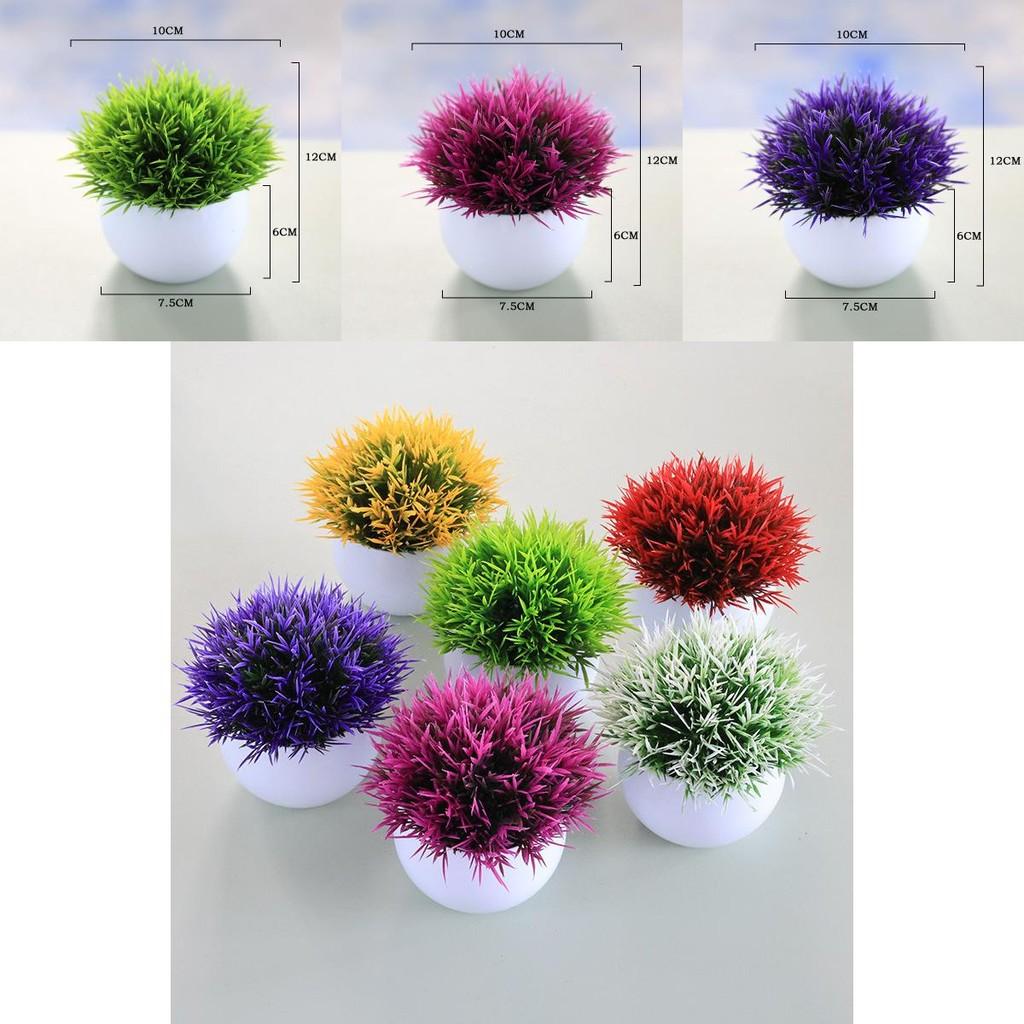 Faux Flower Ball Arrangement Small Potted Plant With Plastic Craft For Living Room Decor