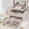 Leather Jewelry Case With Auto Open Designs Multiple Layer Compartments For Necklace Earring Rings Storage