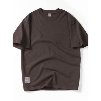 Cotton Men Short Sleeve T-Shirt Men's Summer 300G Heavy Weight Drop Shoulder Pure Cotton American Export Export Menswear T-shirt