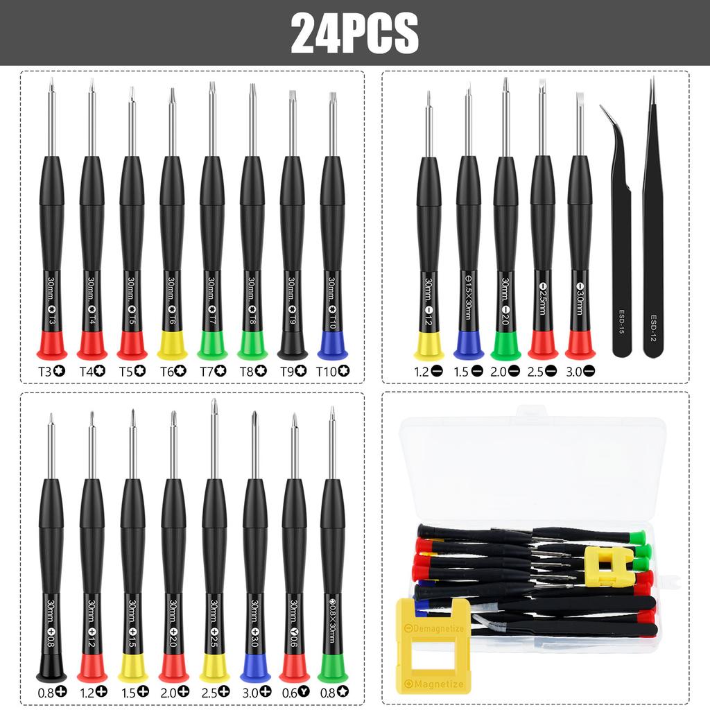 Magnetic Screwdriver Set Handheld Micro Screwdriver Metric Pentagonal Torx Flat Cross Y-shaped Head Screwdriver with Storage Box