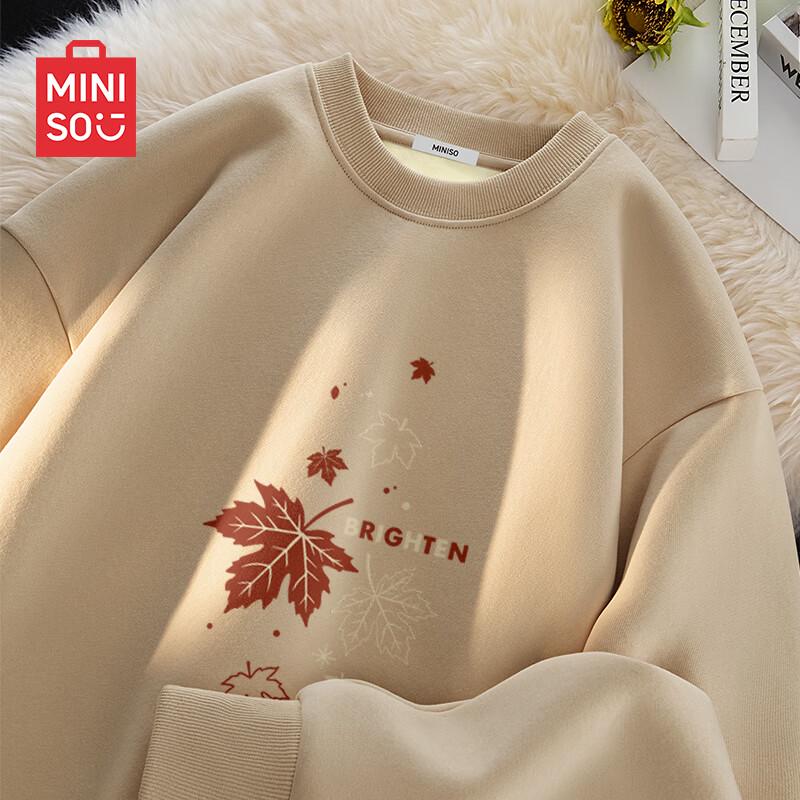 MINISO Men's American Loose Fit Fleece Pullover Crewneck Sweatshirt