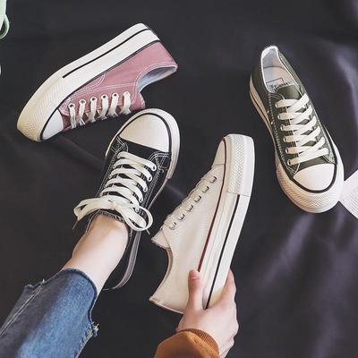 Dames 2024 Lente Canvas Sneakers: Dikgezoolde, Casual, Alles-passend, Zwart.