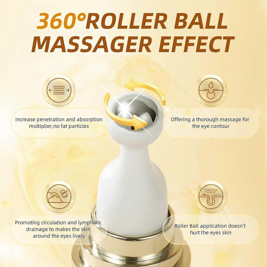 Caffeine Eye Cream, Under Eye Serum for Dark Circles, Puffiness & Wrinkles Fine Lines, Eye Roller Serum with 360 Massage Ball, Eye Treatment Balm for