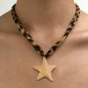 Charm Leopard Choker Bohemia Style Leopard Cloth Strip Necklace Starfish Pendant Necklace  Gift