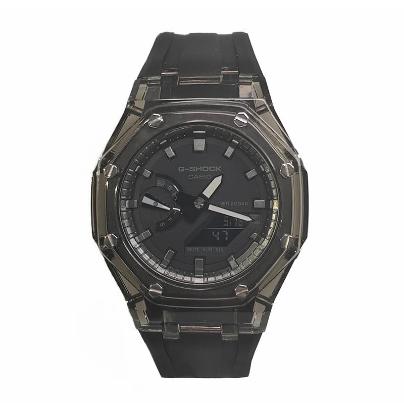 

CASIO Men Liquid Crystal,Analog Dual Display Series Black Watch GA-2100-1A1(Watch3--) Silver Steel Sword Silver