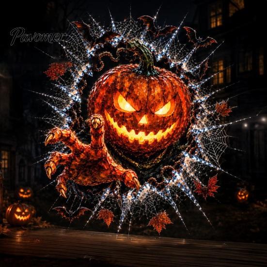Ghost Witch Decals Halloween Window Decal, 3D Crack Glass Spooky Decoration, Pumpkin Skeleton Indoor Ornamentation Break in Stickers, Illusion Mirror