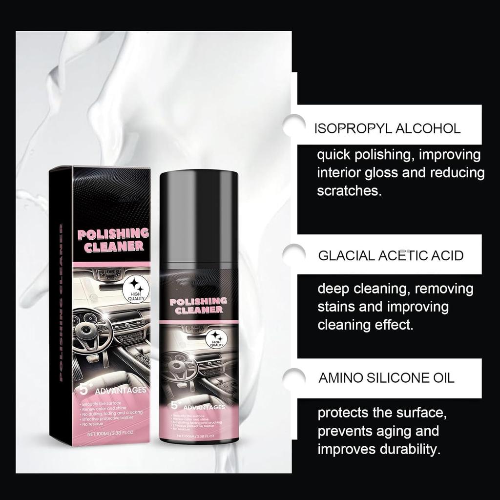 Polishing Cleaner, 2025 New Car Interior Cleaner, Polishing Cleaner Car Interior, Total Interior All Purpose Cleaner for Rubber, Leather, All Purpose