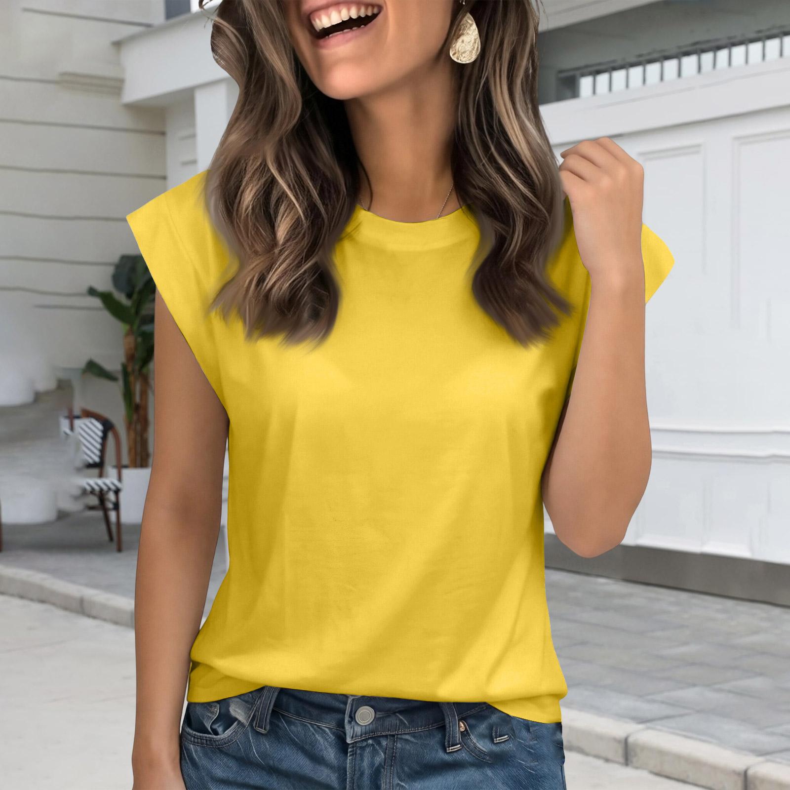 

Boho Tops for Women Ladies Tops Womens Clothing Short Sleeve Tops for Women UK Casual Blouses for Women UK Stylish Design XL жовтий