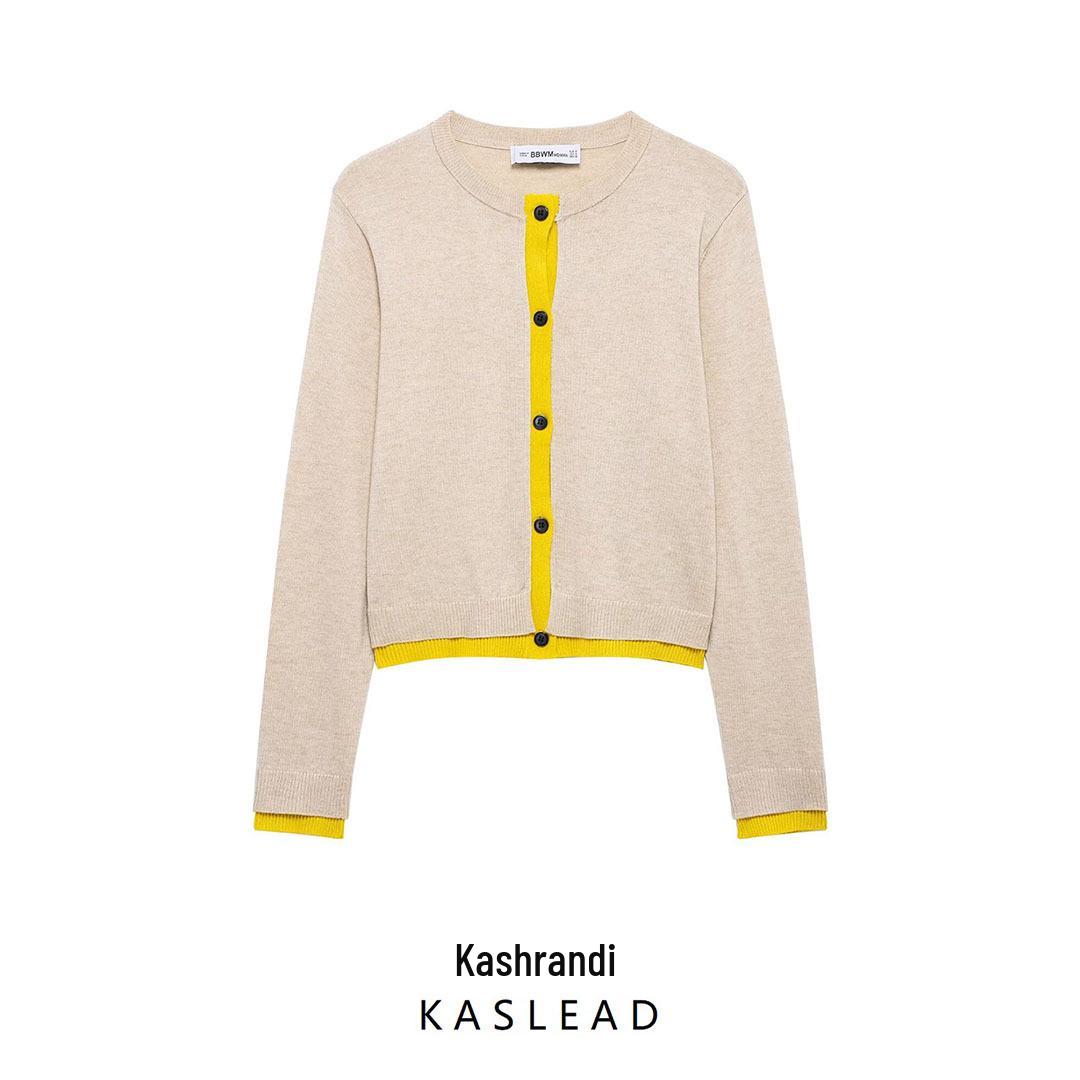 

2025 Spring Women s Fashion: European & American Style Patchwork Knit Cardigan M
