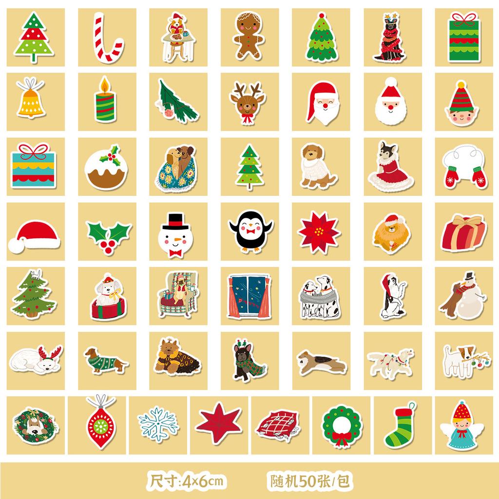 50/100 Nordic Style Christmas Graffiti Stickers Mobile Guitar Decoration Waterproof Stickers DIY Hand Account Stickers