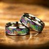 Bohemian Ring Exquisite Peacock Feather Pattern Stainless Steel Rings for Women Men Wedding Band Jewelry Gift