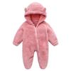 Newborn Baby Boy Girl Fleece Jumpsuit Snowsuit Long Sleeve Hooded Zipper Closure Coat Warm Winter Clothes