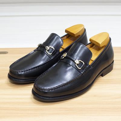 Classic Men's Loafers Genuine Leather Handmade Metal Chain Casual Business Dress Shoes Party Wedding Footwear for Men
