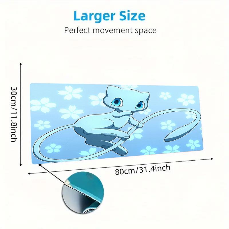 Mew Cartoon Mouse Pad, Large Gaming Desk Mat, Non-slip XXL Mousepad for Laptop & Tablet, Mini PC Playmat with Stitched Edges