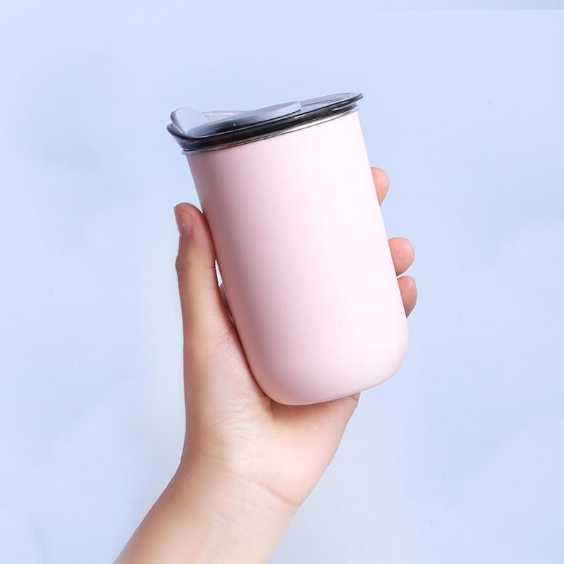 Stainless Steel Coffee Cup 300ML Mug with Lid Simple Insulated Coffee Mug Thermal Bottle Heat-resistant Thermos Mug Drinkware