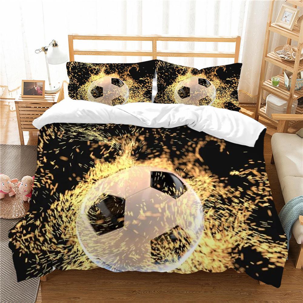Hot Sell Fashion 3D Creative Bedding Suit Football Quilt Cover Luxury Bed Set Soccerl Home Bedroom Bed Decor Microfiber Soft Duvet Cover