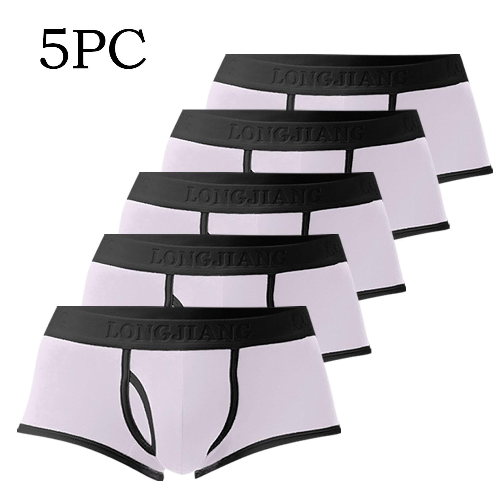 

1/5 шт., сексуальное мужское однотонное дышащее нижнее белье, трусы с выпуклым мешком, шорты, трусы XL/5PCS белый