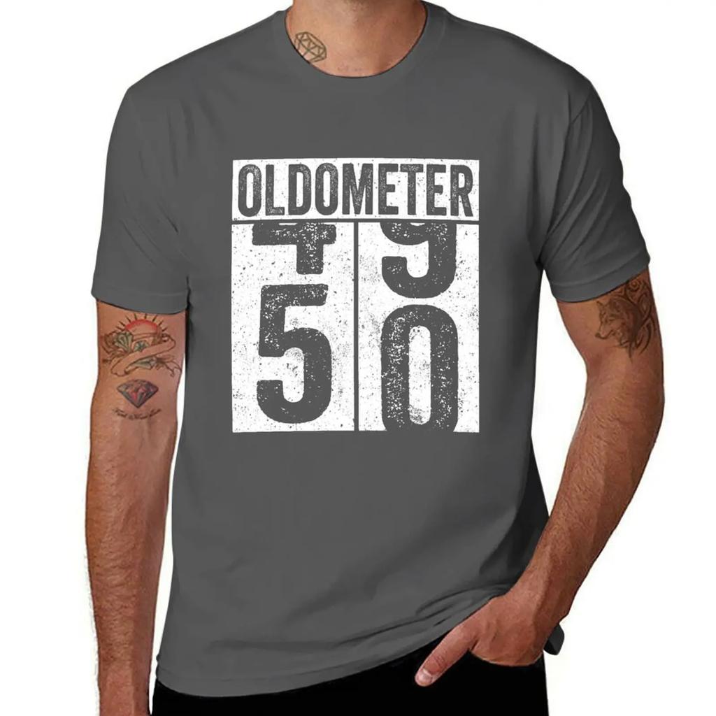 50 Years Old Oldometer T-Shirt Graphics Customs Custom T Shirt Oversized Mens Graphic T-shirts Hip Hop