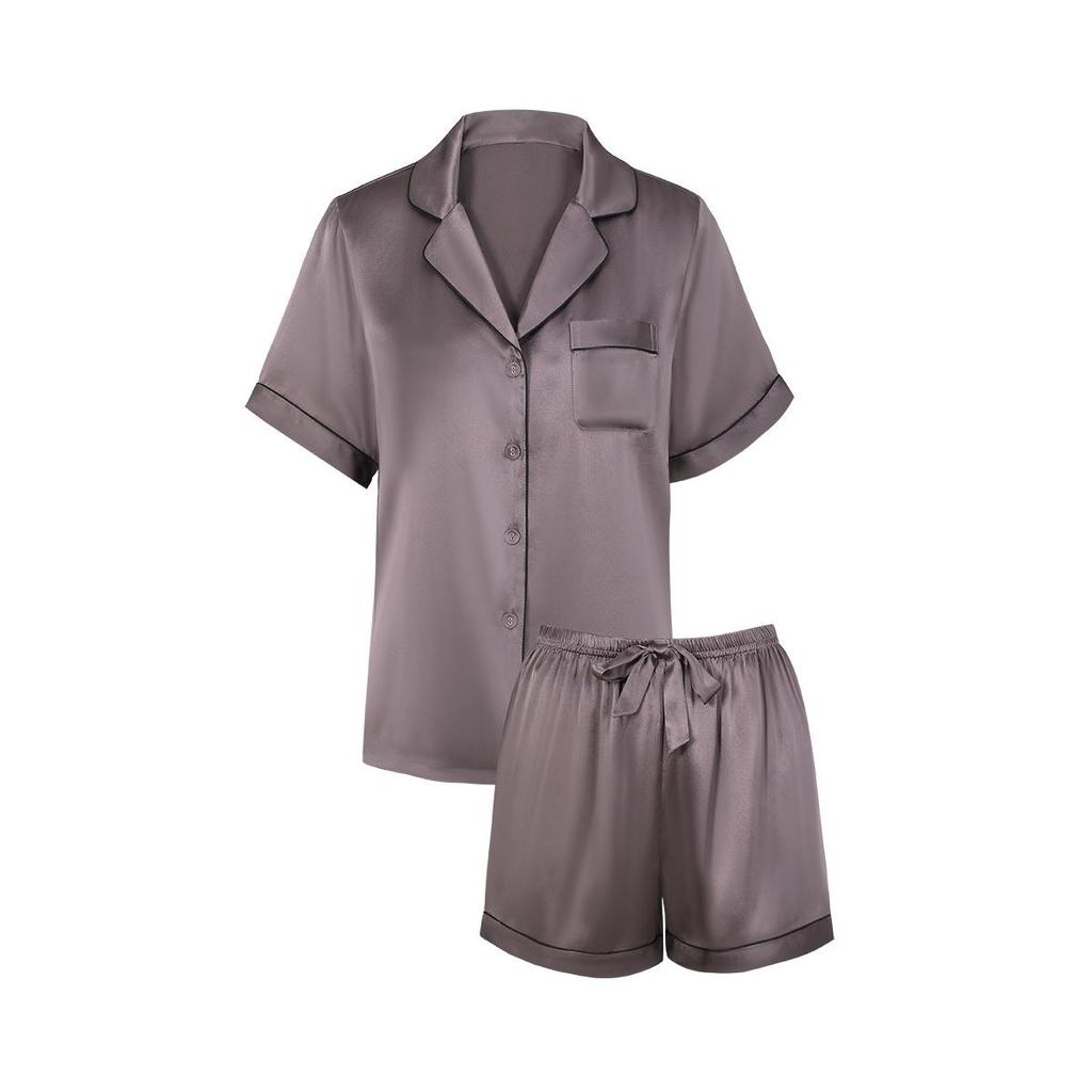 Women's Summer Silk Pajama Set: 100% Mulberry Silk Short Sleeve Luxury Home Wear