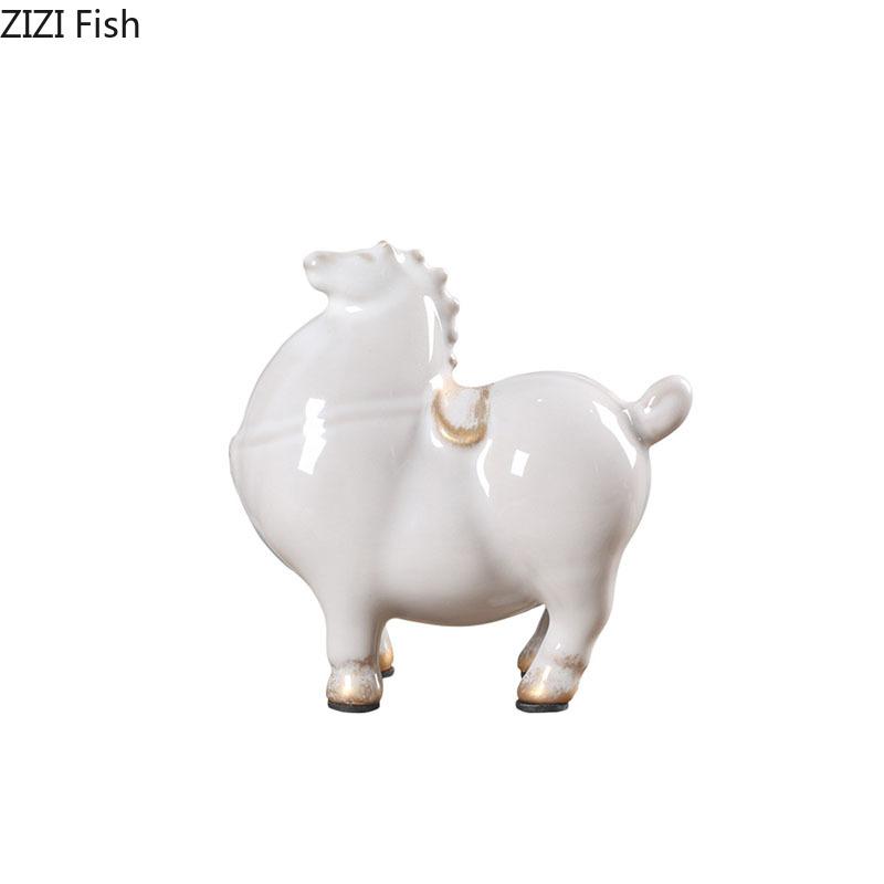 Minimalist Fat Horse Statue Room Aesthetics Ornaments Horse Ceramic Sculpture Living Room Decoration Crafts Vintage Home Decor