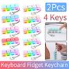 2Pcs 4 Keys Keyboard Fidget Keychain Keyboard Decompression with LED Light Keyboard Clicker DIY Button To Relief  Pass The Time