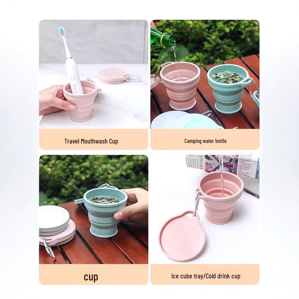 Portable Food-Grade Silicone Folding Travel Cup - Leakproof, Telescopic Mouthwash Cup