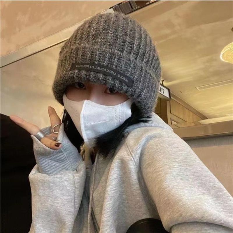 Loose Fit Fluffy Beanie Women Winter Solid Color Plush Knit Cap Thickened Ear Warmer Sweet Cold Weather Fashion Essential