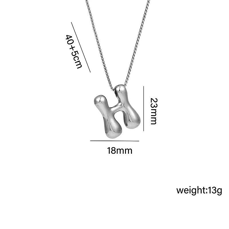 Charming Chubby Brass Polished 26-Letter Silver Pendant Necklace for Women