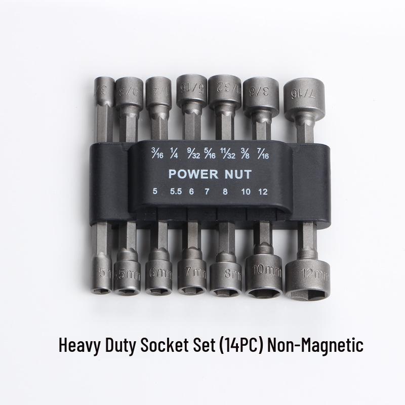 14-Piece Hex Socket & Electric Screwdriver Bit Set for Self-Tapping Screws