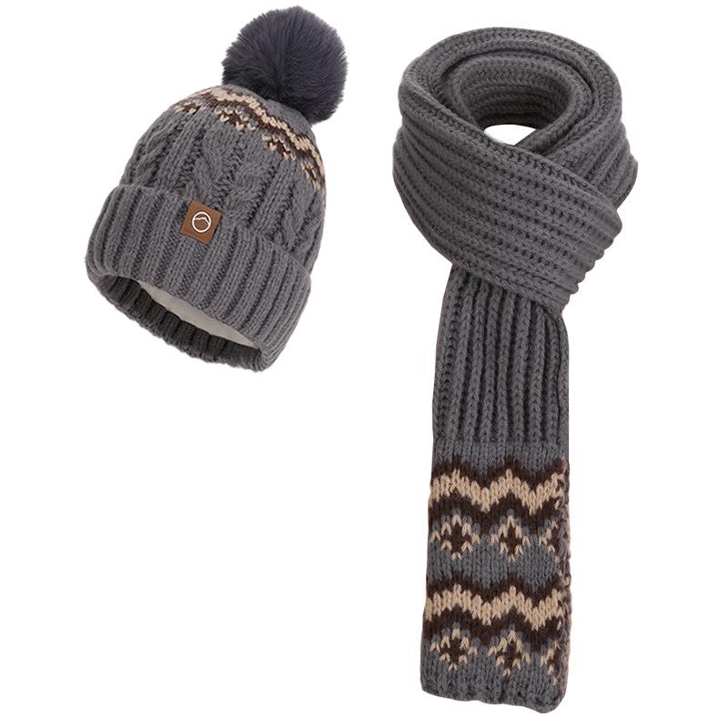 Winter knitted wool hat women's fashion hat scarf gloves three-piece set fleece cold-proof warm ear protector pullover hat