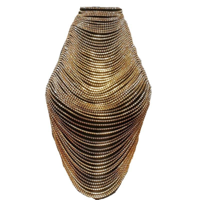 Europäische und Amerikanische Mode Mehrschichtige Strass-Brustkette, Neue Nachtclub Sexy Körperkette Accessoires Damen Körperkette