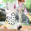 Heart Shaped Pattern Print Yoga Outfit for Women Fashion Workout Leggings Fitness Sports Casual Yoga Set Sports Suit Valentine's Day Exclusive